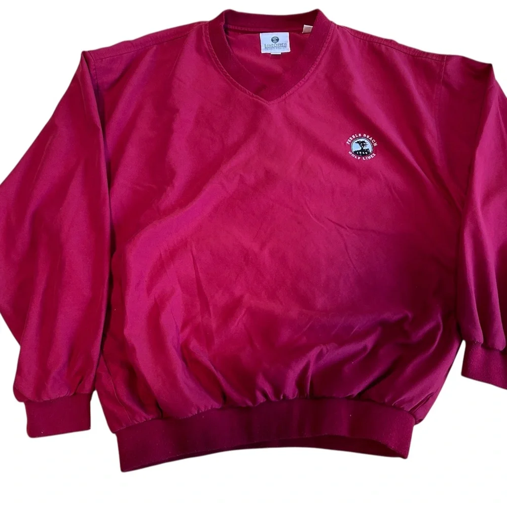 Lone Cypress Pebble Beach Links Pullover Embroidered Logo Burgandy Windbreaker